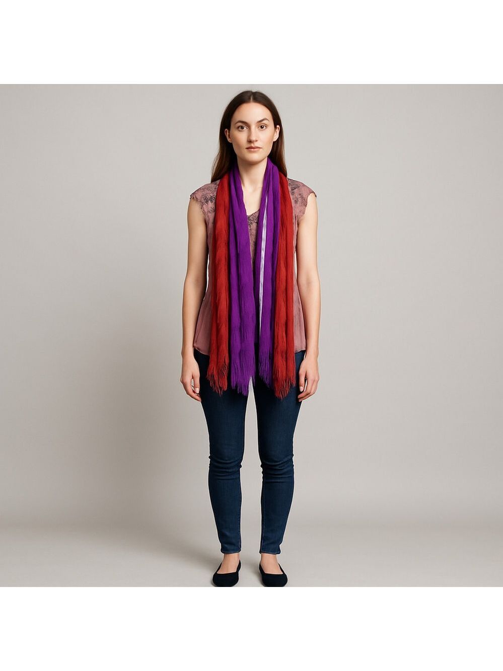 Women's Rayon Scarves Purple Red